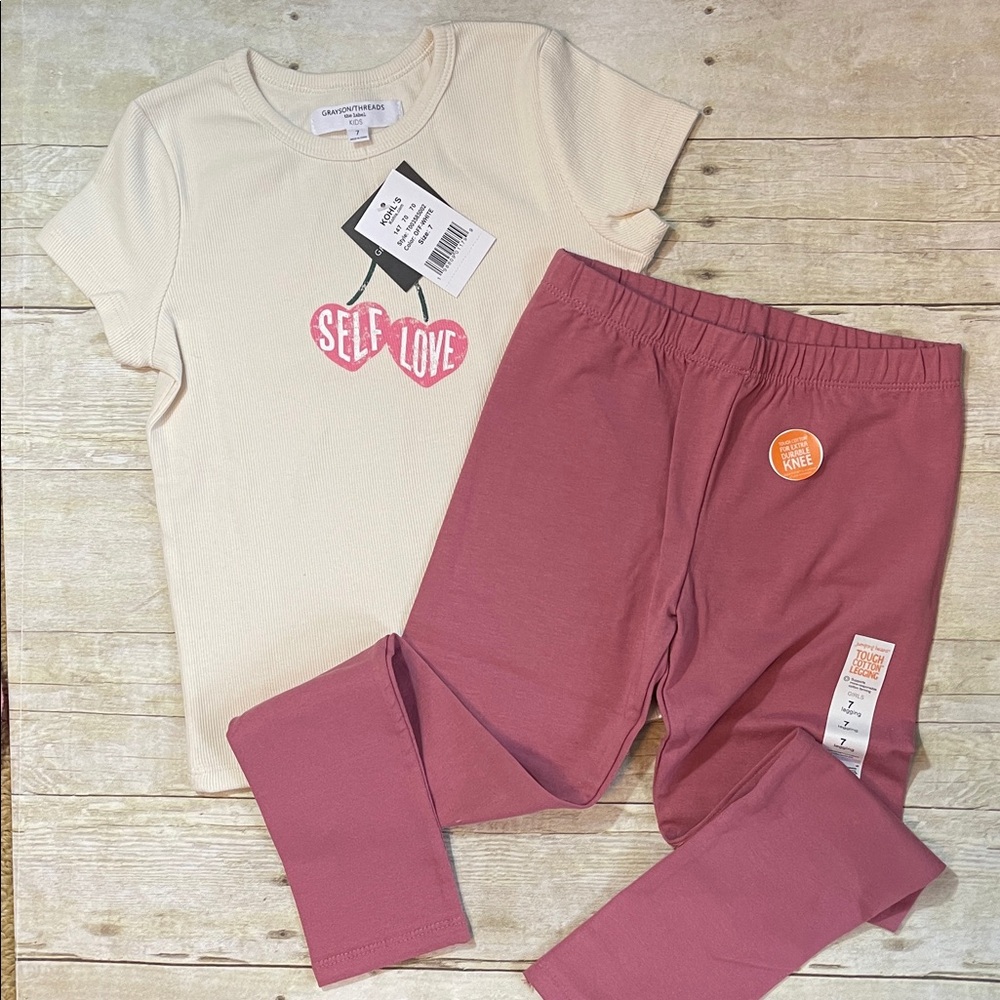 Girls Top & Bottom 2 Pc Set Stretchy & Soft NWT